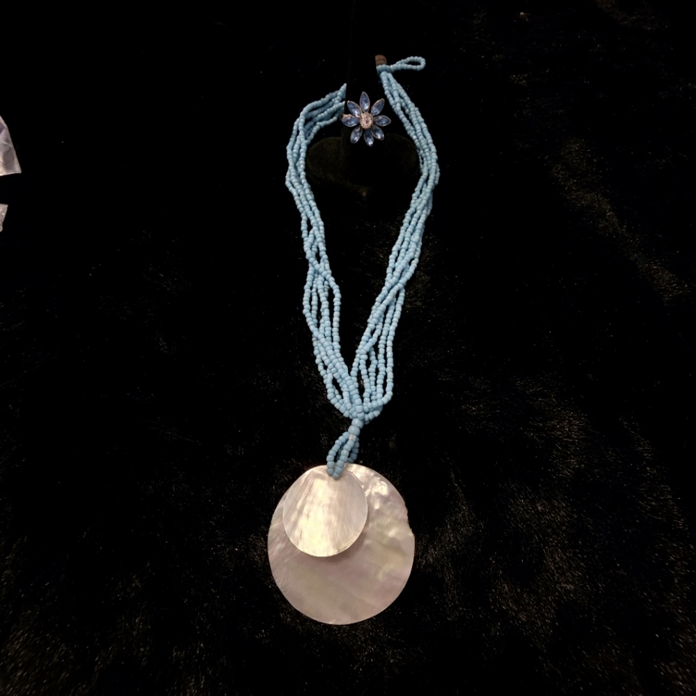 Blue Double Shell Necklace Bundle - image 1
